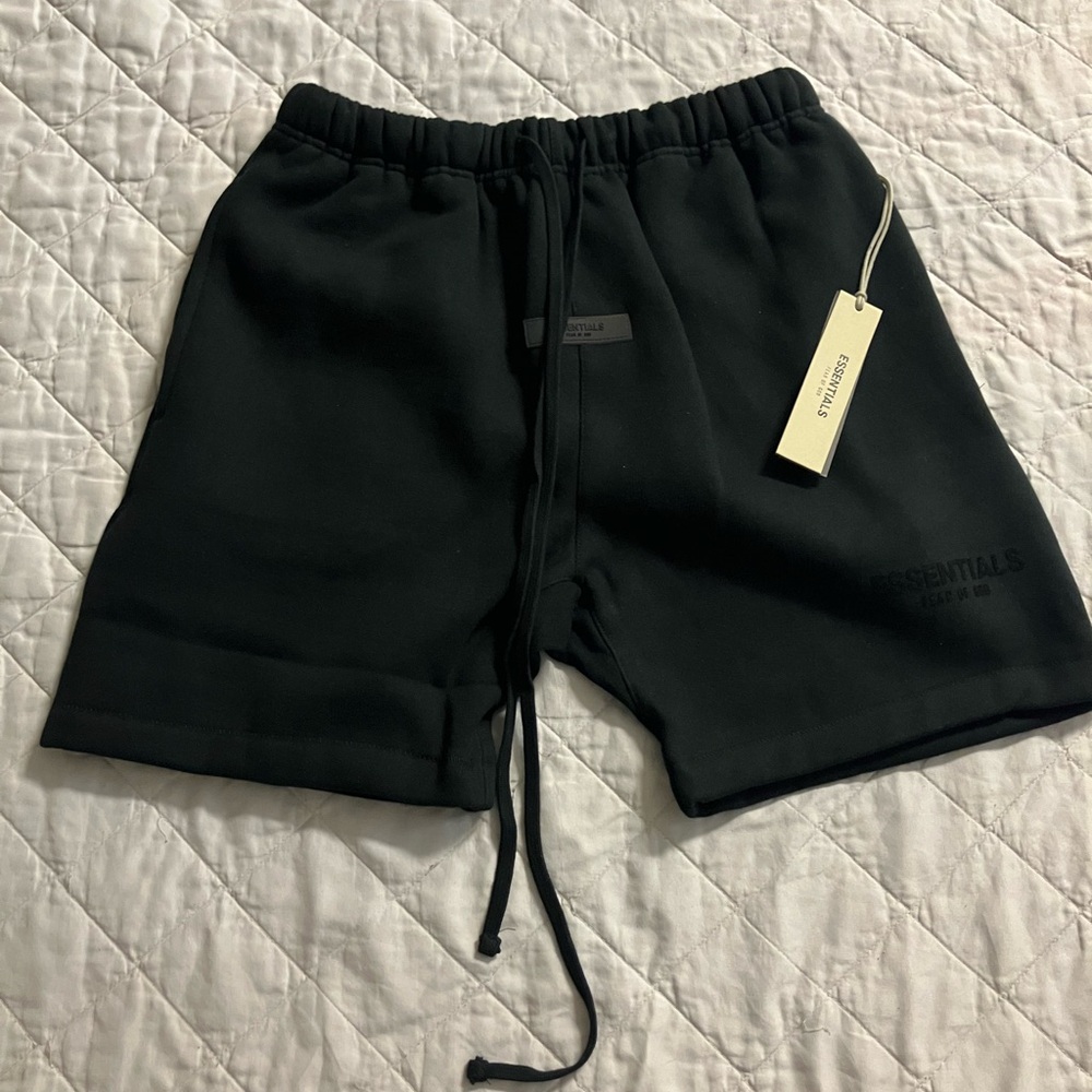 Essentials Black Athletic Shorts with Elastic Waistband